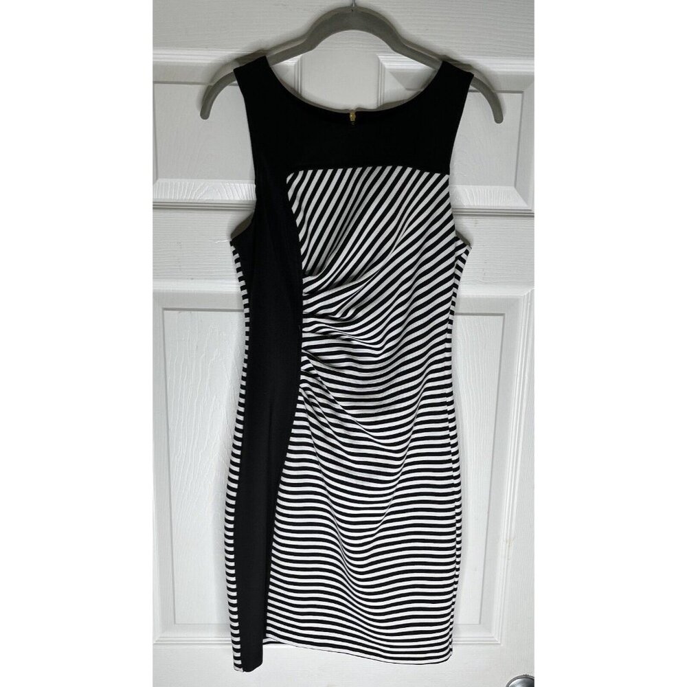 Guess Los Angeles Striped Sleeveless Dress Size 6 Black White